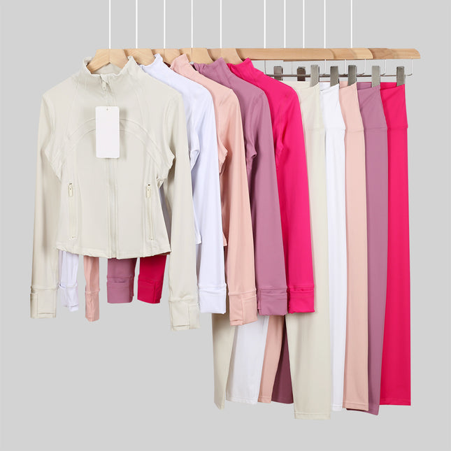 Cropped Golden Zipper Jacket Suit And Leggings