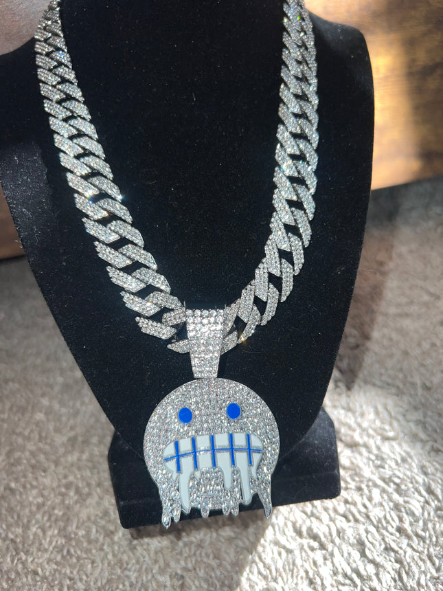Chilled Emoji Pendant And Cuban Link Chain